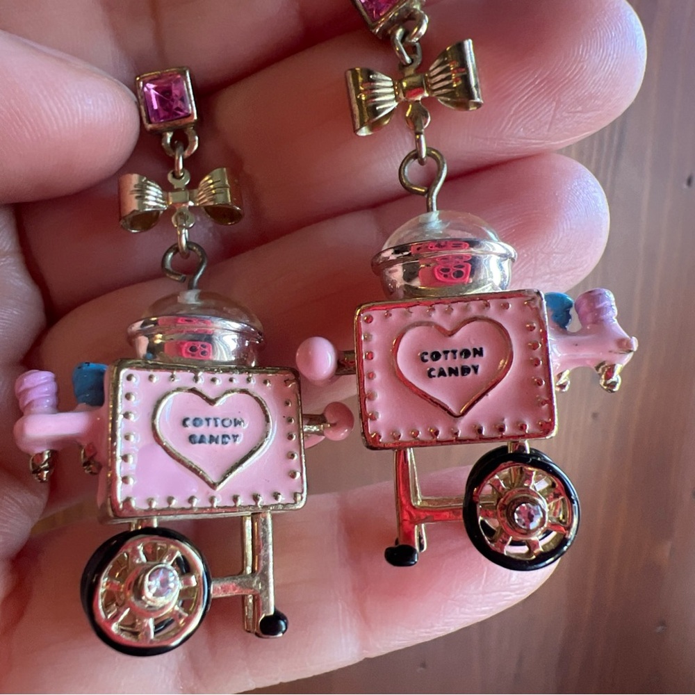 SOLD Betsey Johnson Candyland Cotton Candy Cart Earrings